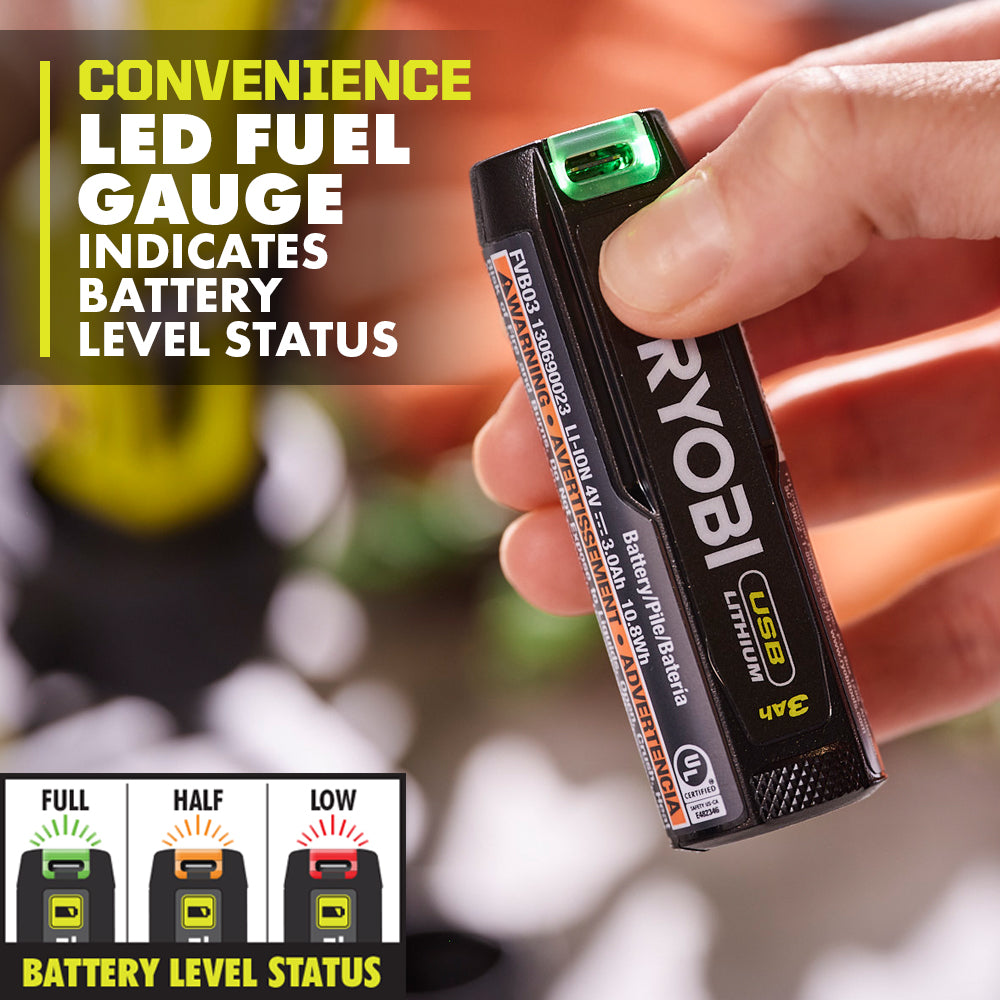 USB Lithium 3AH Lithium Rechargeable Battery (2-Pack) - FVB203