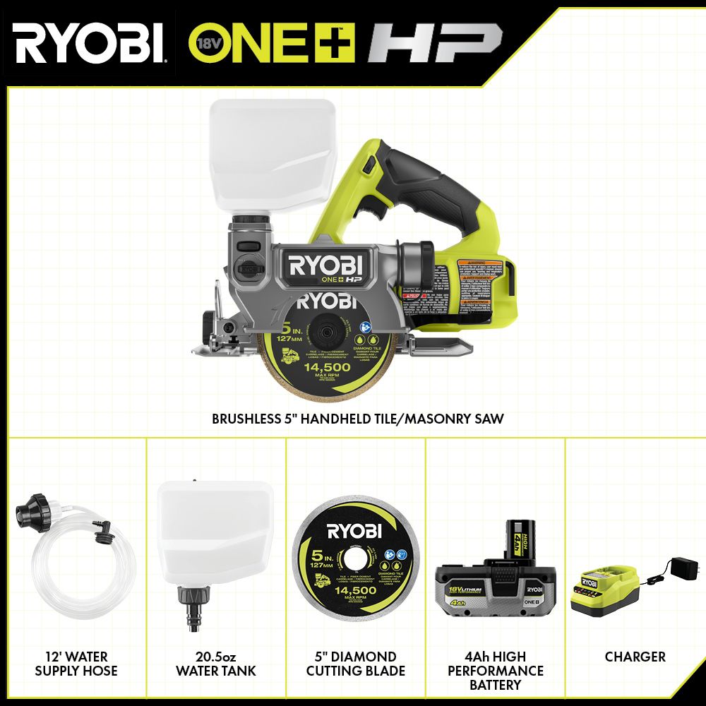18V ONE+ Brushless 5" Handheld Tile/Masonry Saw Kit - PBLHTS01K