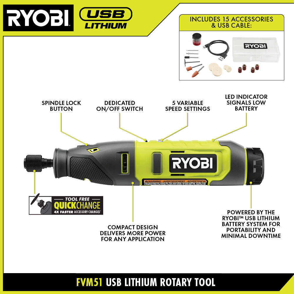 USB Lithium Rotary Tool Kit - FVM51K