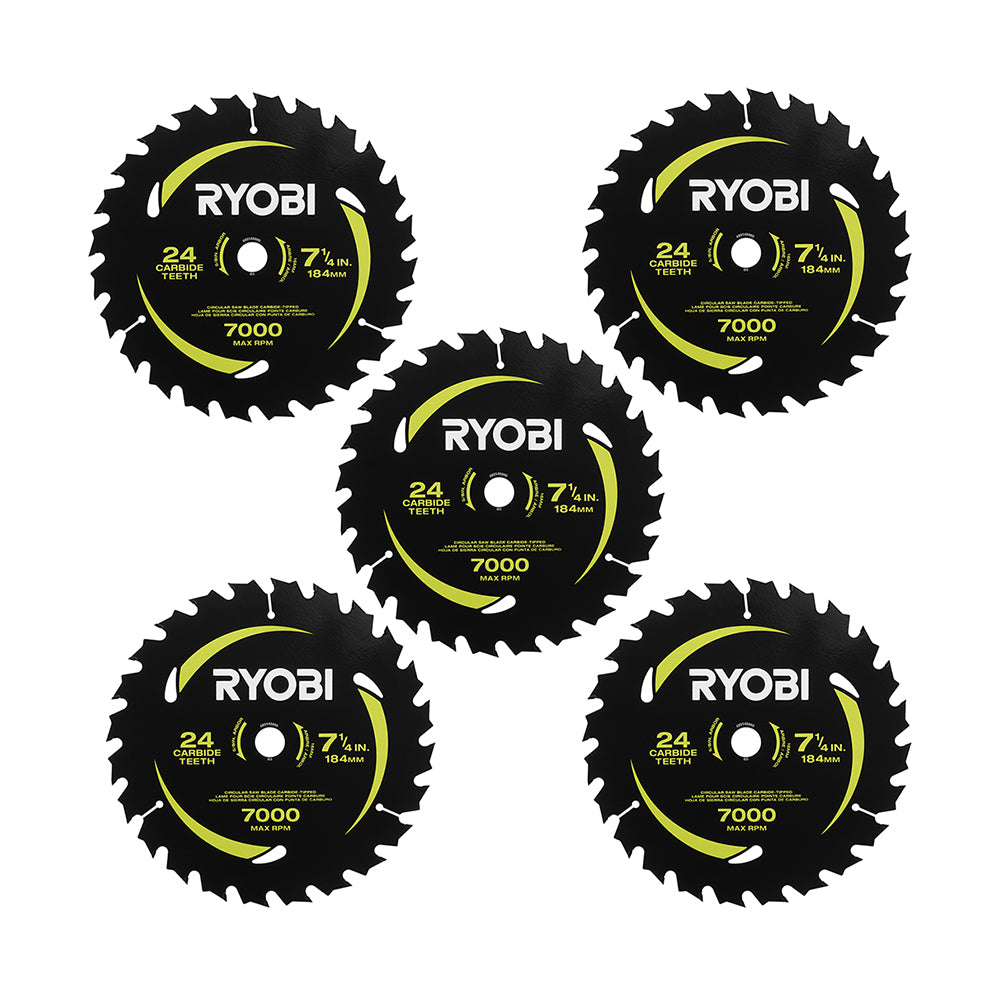 7-1/4" x 24T Carbide Teeth Thin Kerf Circular Saw Blade Set (5 Piece) - A067501