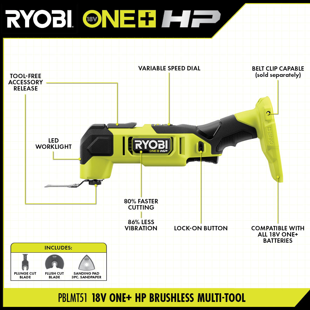 18V ONE+ HP Brushless Multi-Tool Kit - PBLMT51K1