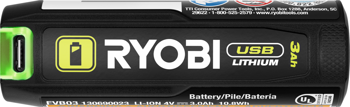USB Lithium 3AH Lithium Rechargeable Battery (2-Pack) - FVB203