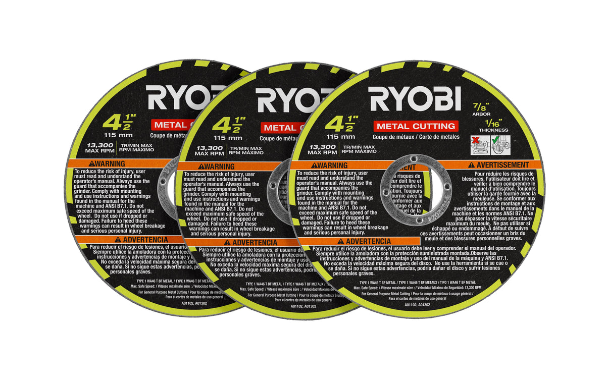3 PC. 4-1/2" Metal Cutting Wheel Set - A01302