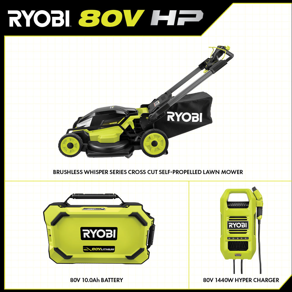 80V HP Brushless 30" Self-Propelled Multi-Blade Mower Kit - RYPM8010