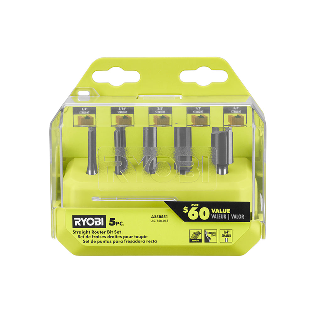 5PC Straight Router Bit Set - A25RS51