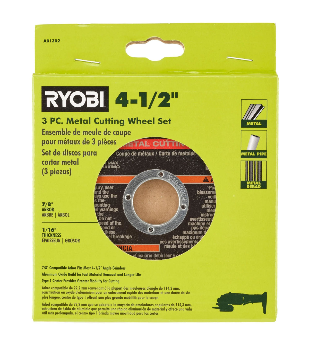3 PC. 4-1/2" Metal Cutting Wheel Set - A01302