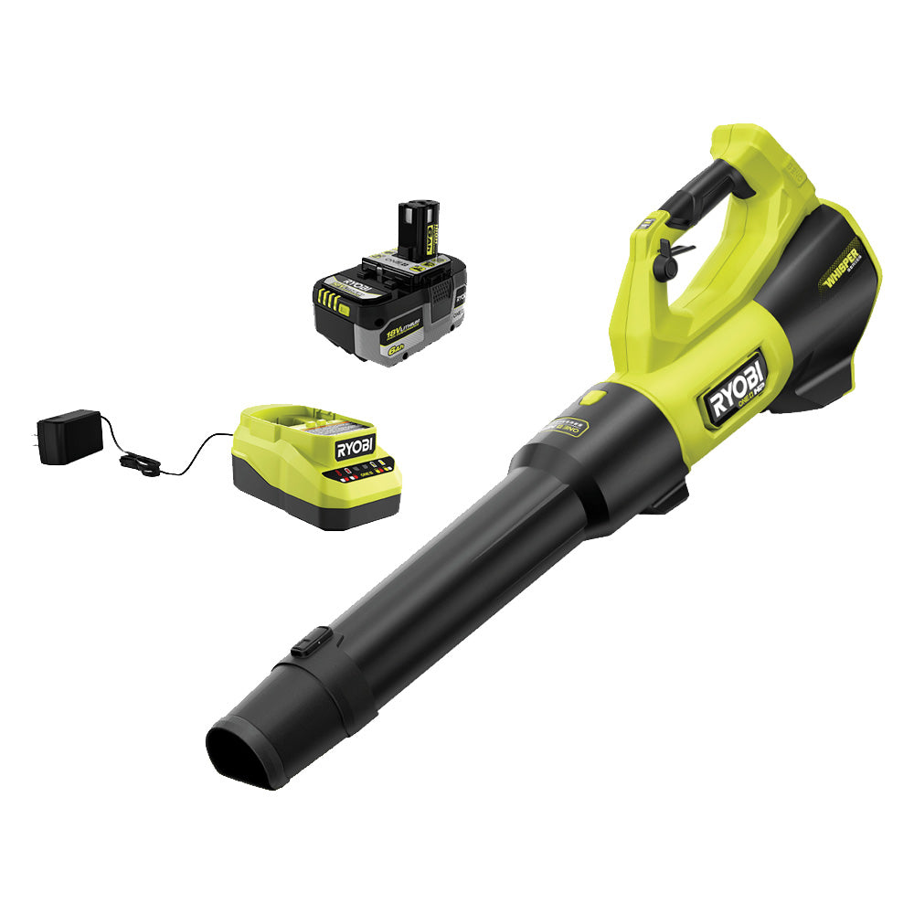 18V ONE+ HP Brushless WHISPER SERIES 510 CFM 130 MPH Battery Leaf Blower, 6.0 Ah Battery, Charger - PBLLB01K