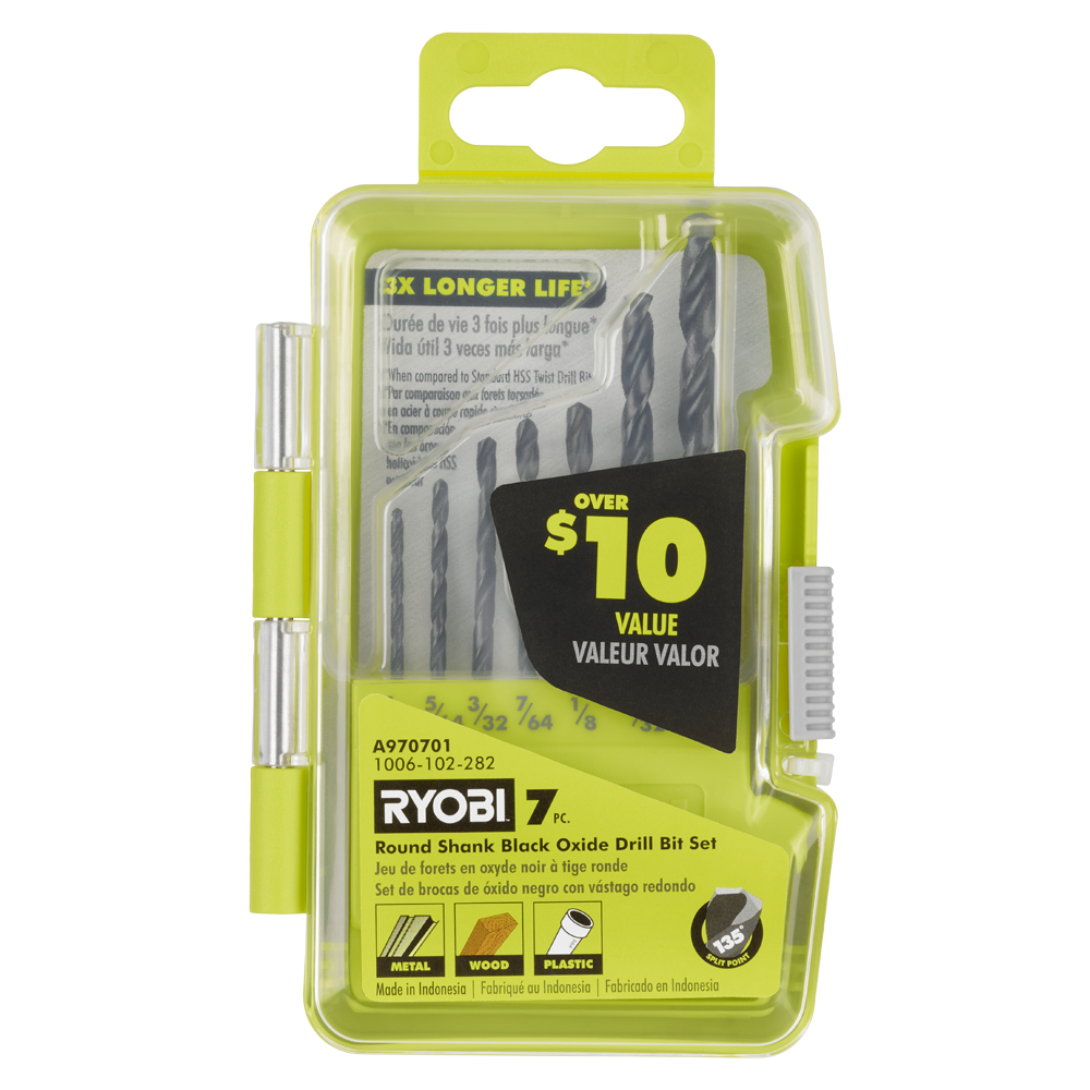 7 PC. Round Shank Black Oxide Drill Bit Set - A970701