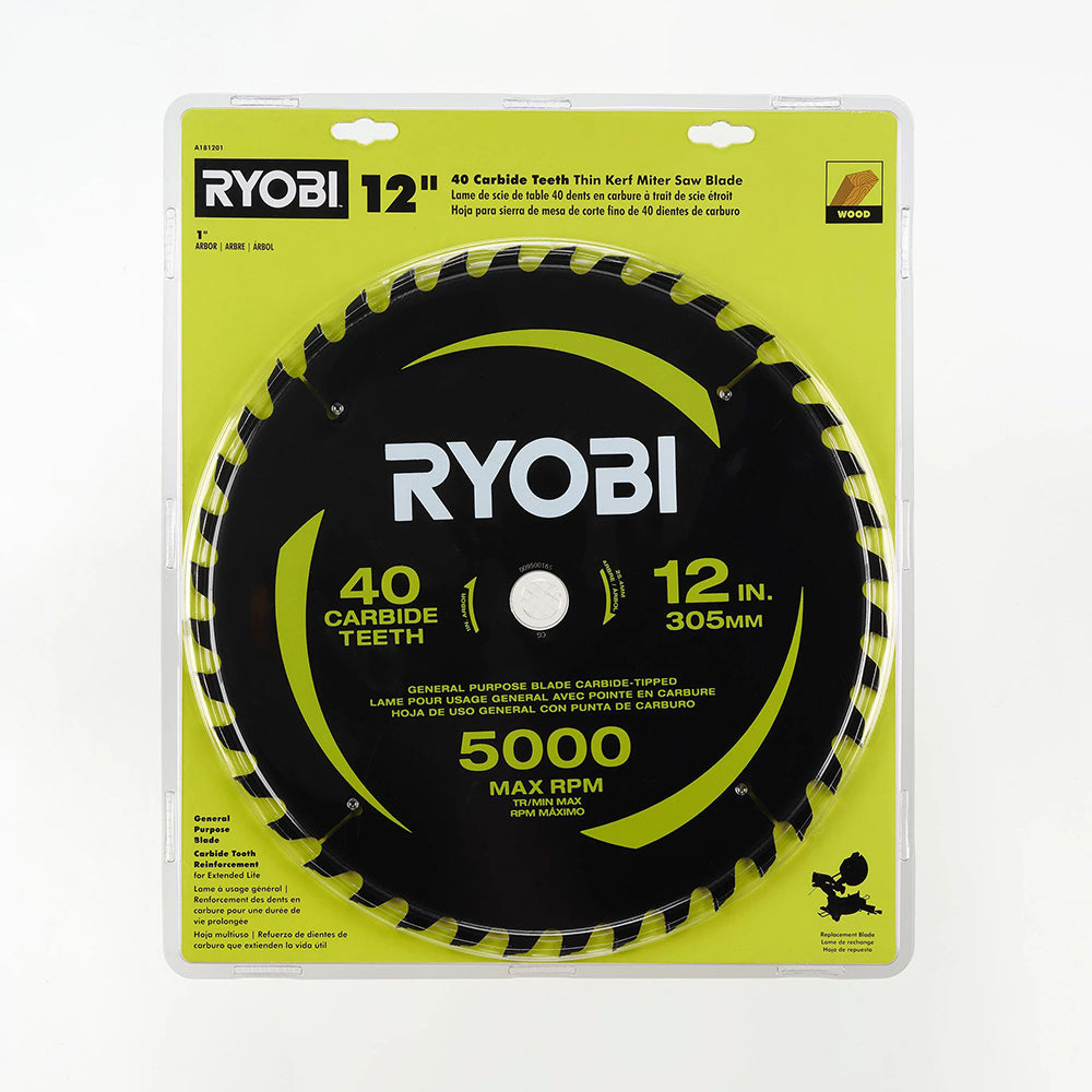 12" 40 Carbide Teeth Thin Kerf Miter Saw Blade - A181201