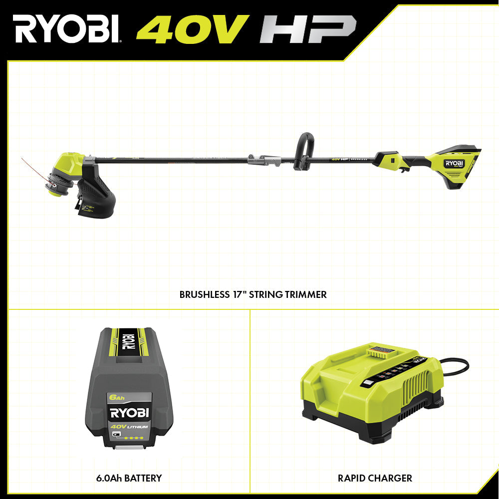 40V HP Brushless 17" String Trimmer Kit - RY402110