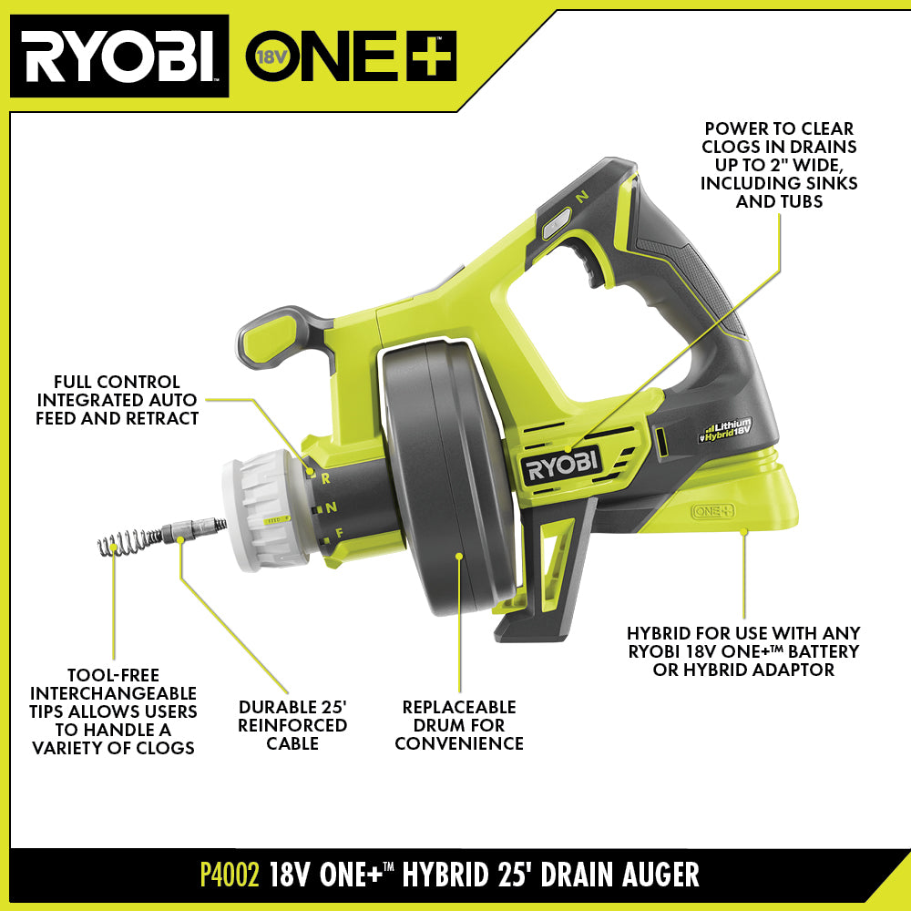 18V ONE+ Hybrid Drain Auger - P4002
