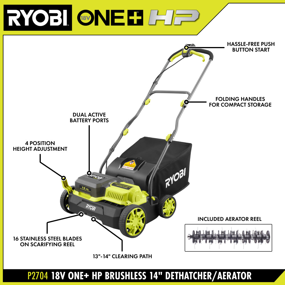 18V ONE+ HP Brushless 14" Dethatcher/Aerator Kit - P2740
