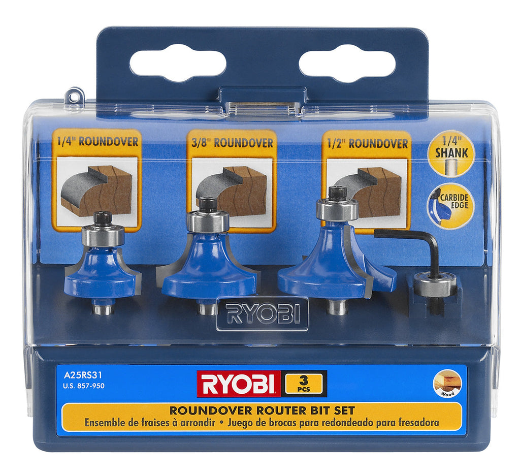 3 PC. Roundover Router Bit Set - A25RS31R1