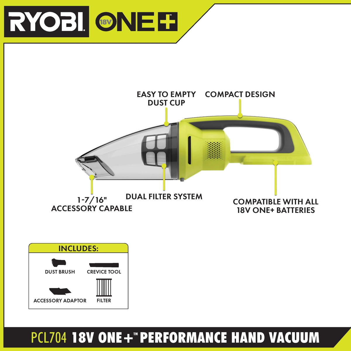 18V ONE+ Performance Hand Vacuum Kit - PCL704K