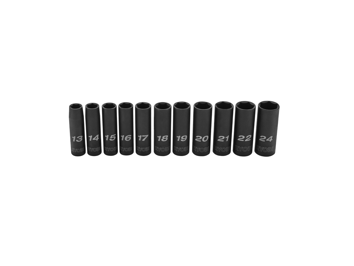 11 PC. Metric 1/2" Drive Deep Impact Socket Set - RHMTIS31102