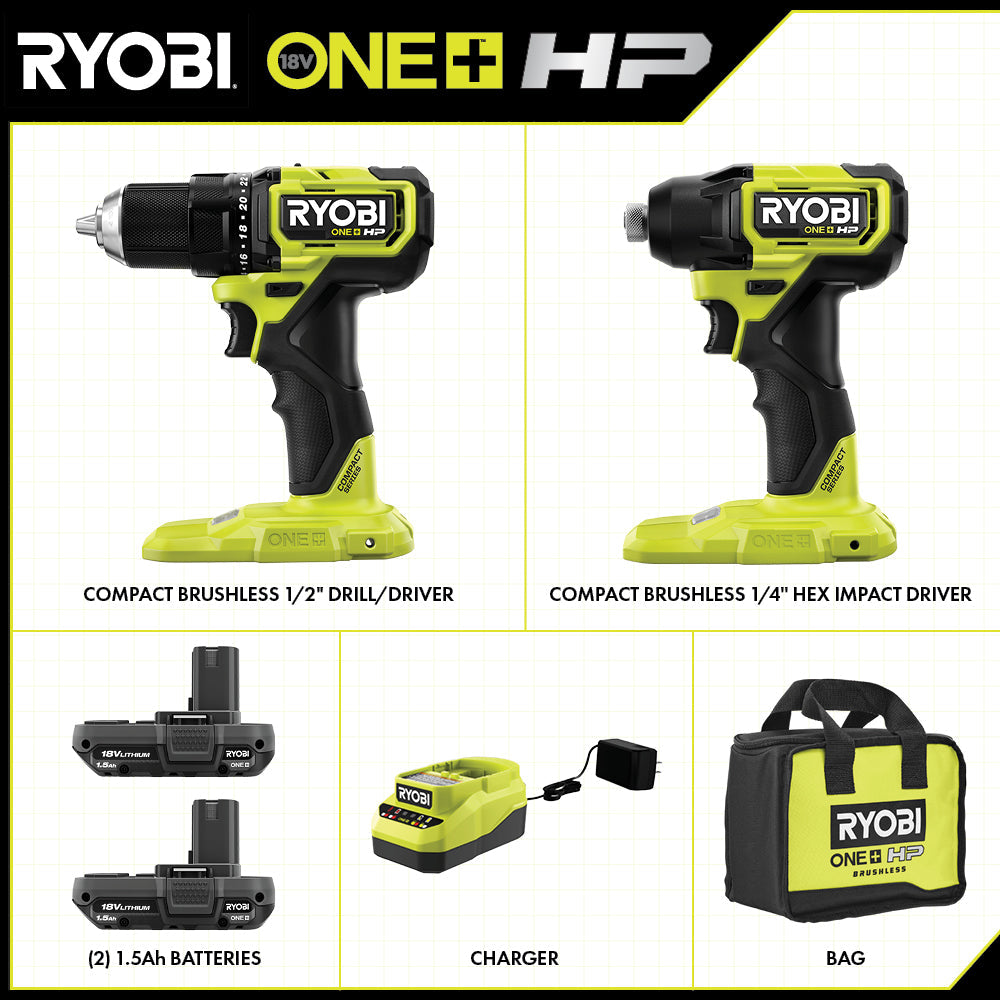18V ONE+ HP Compact Brushless 2-Tool Combo Kit - PSBCK102K2