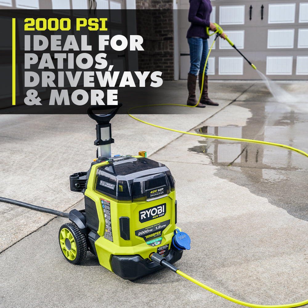 40V HP Brushless WHISPER SERIES 2000 PSI Pressure Washer - RY40306BTL