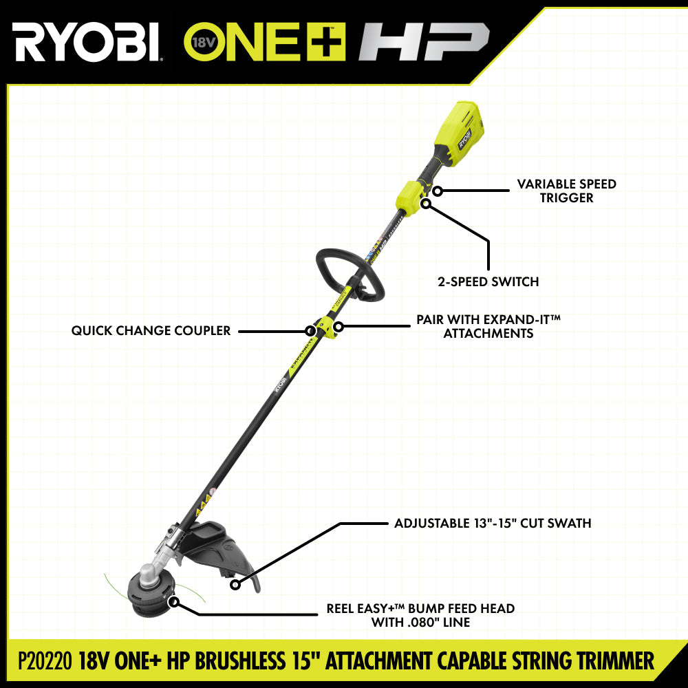 18V ONE+ HP 15" Attachment Capable String Trimmer Kit - P20220