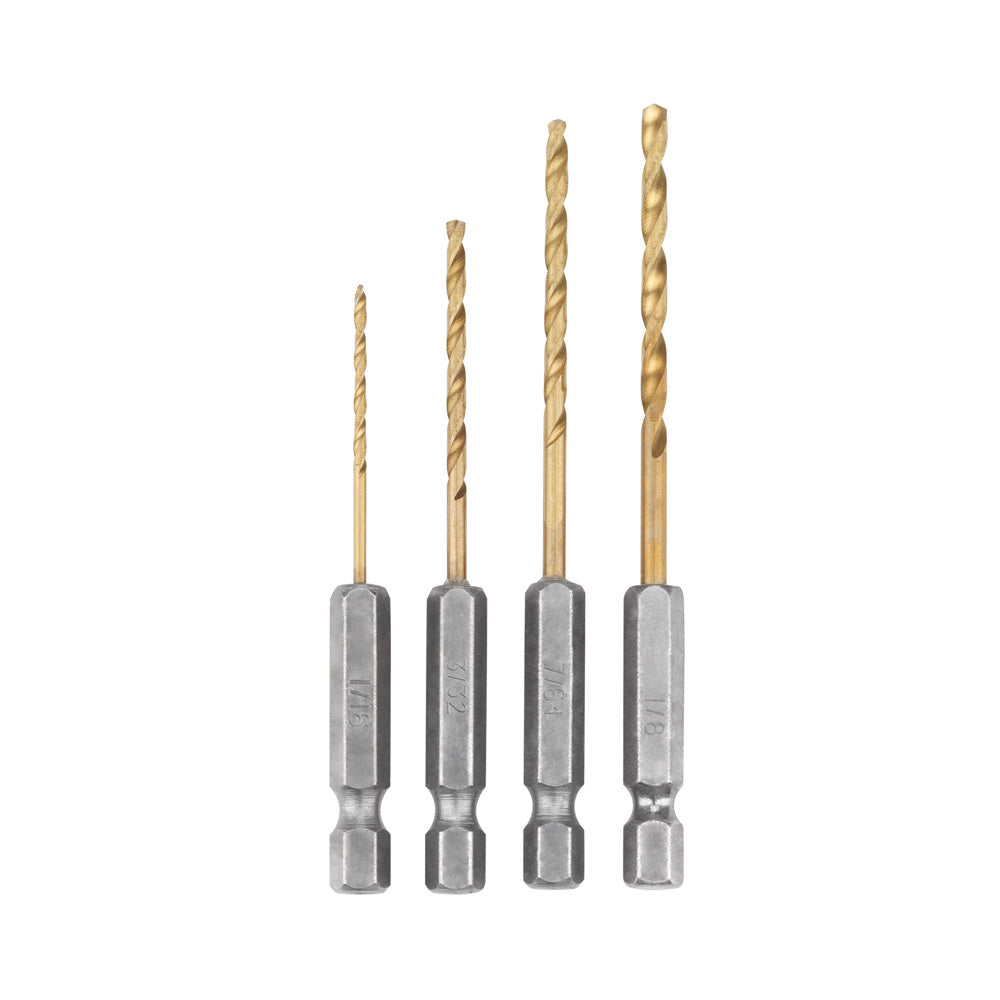 Hex Shank Pilot Titanium Drill Bit Set (4 PC.) - AR1859G