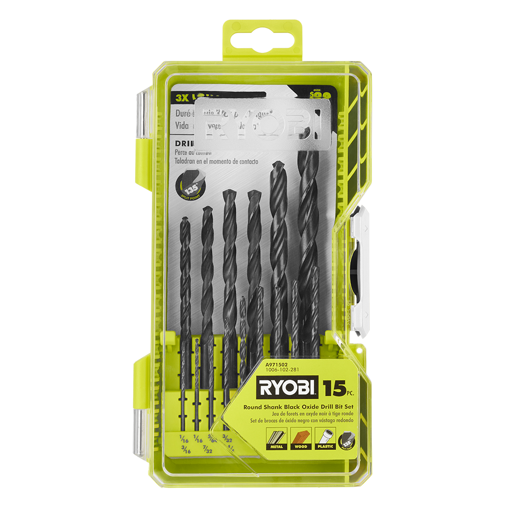 15 PC. Round Shank Black Oxide Drill Bit Set - A971502