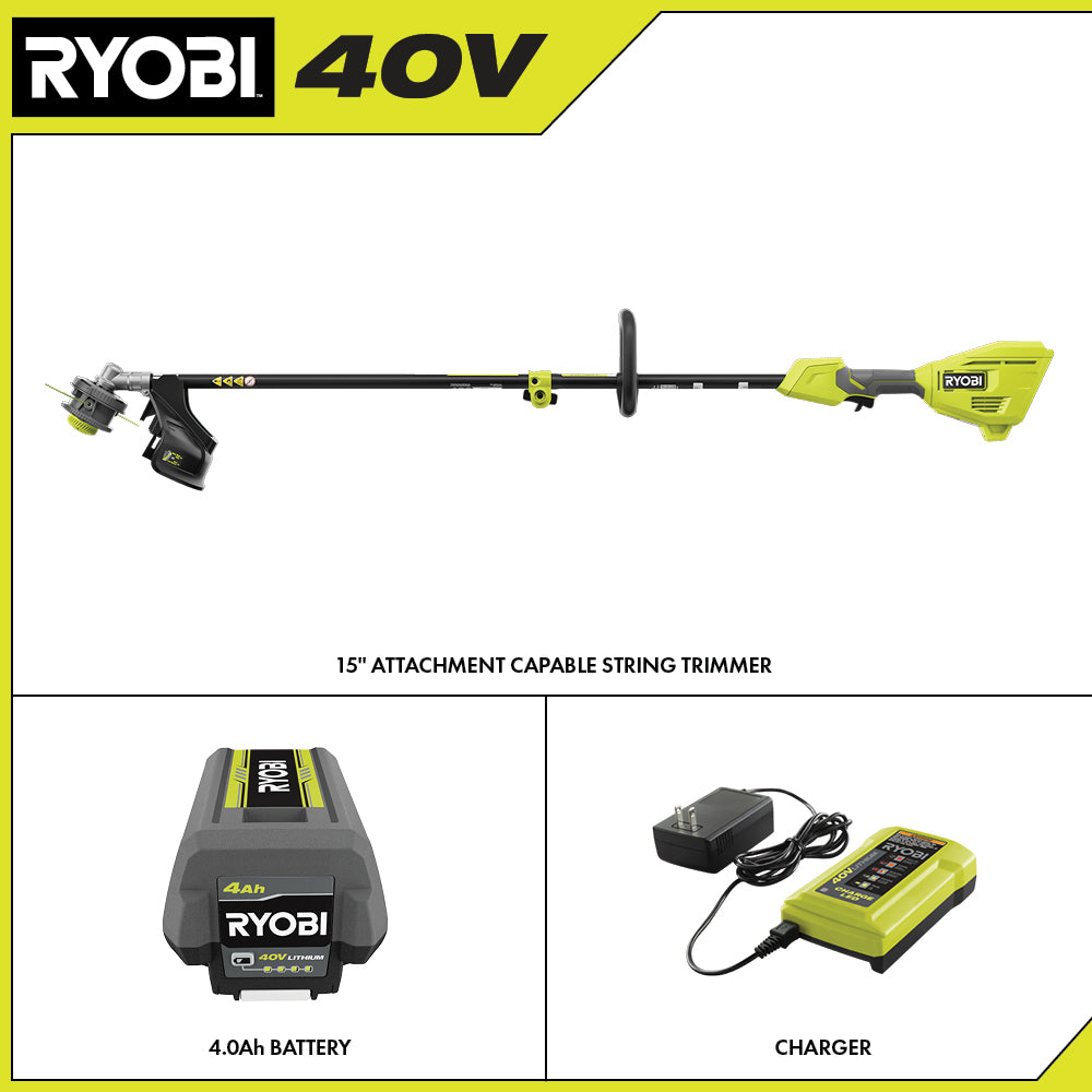 40V 15" Attachment Capable String Trimmer Kit - RY40ST01K