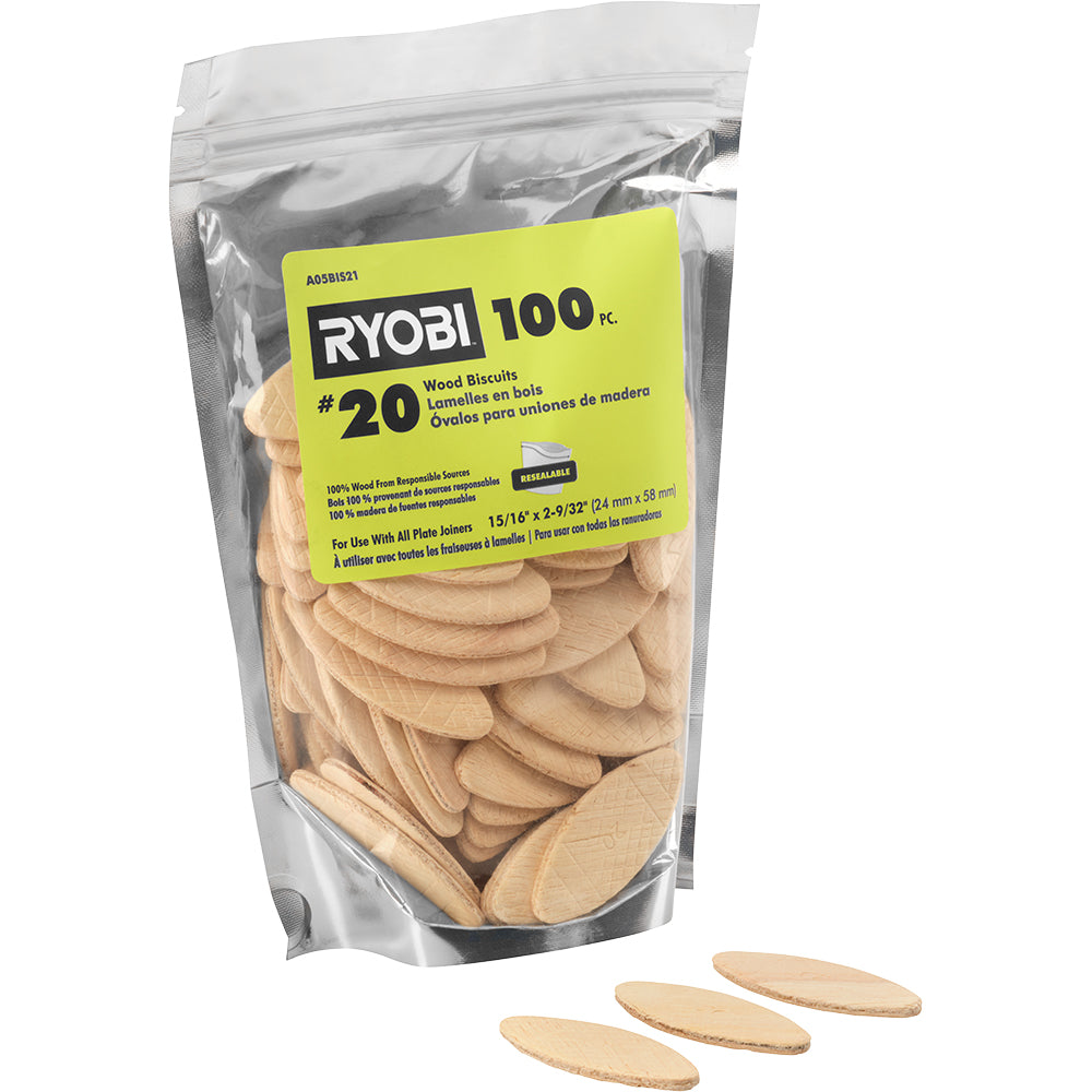 100 PC. #20 Wood Biscuits - A05BIS21