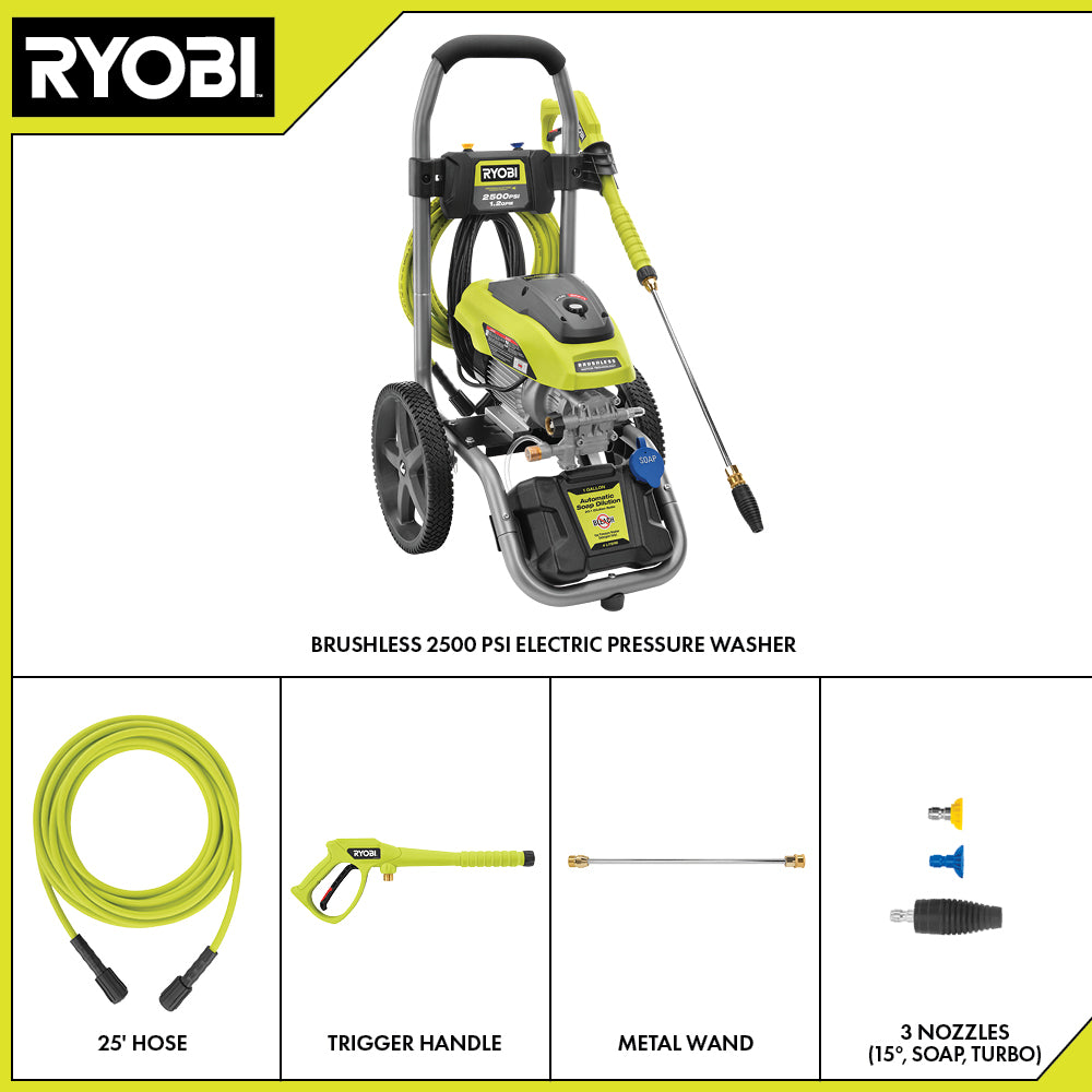 Brushless 2500 PSI Electric Pressure Washer with Free 12" 2300 PSI Surface Cleaner - RY142500-RY31SC312