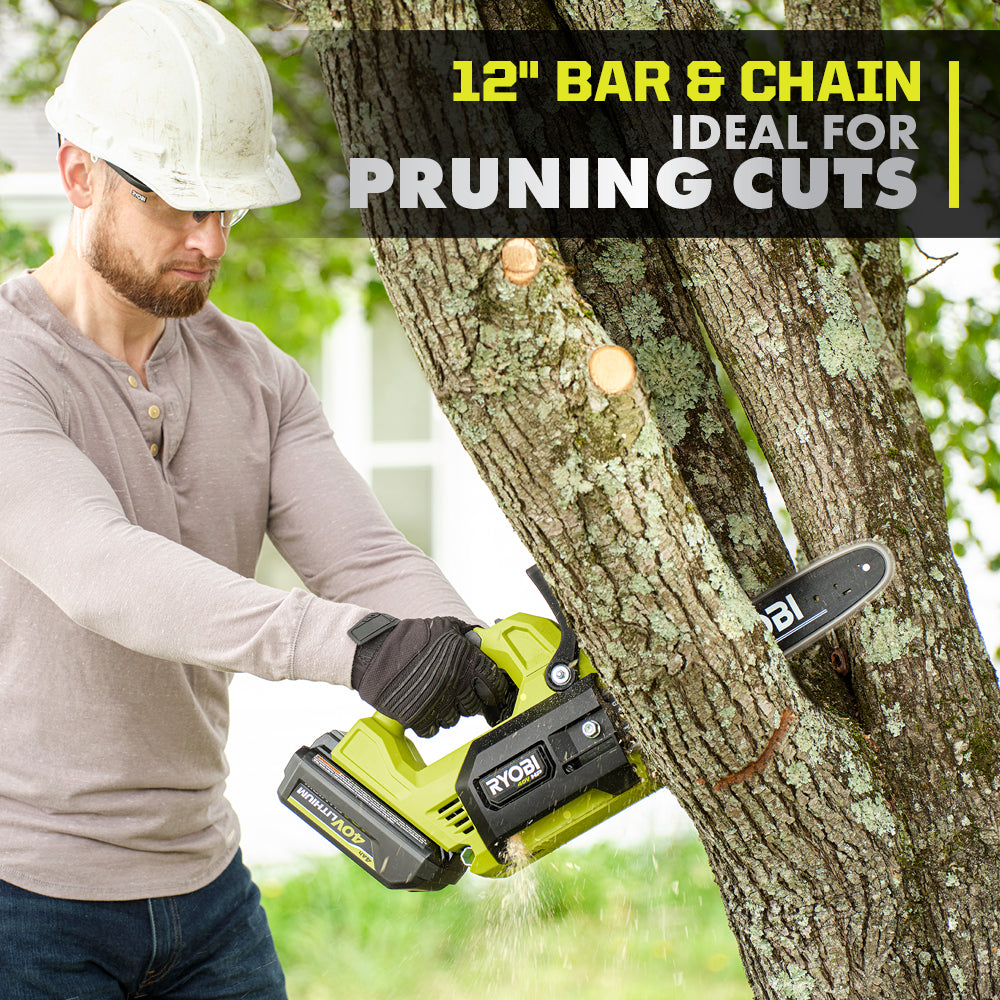 40V HP Brushless 12" Top Handle Chainsaw - RY40509BTL