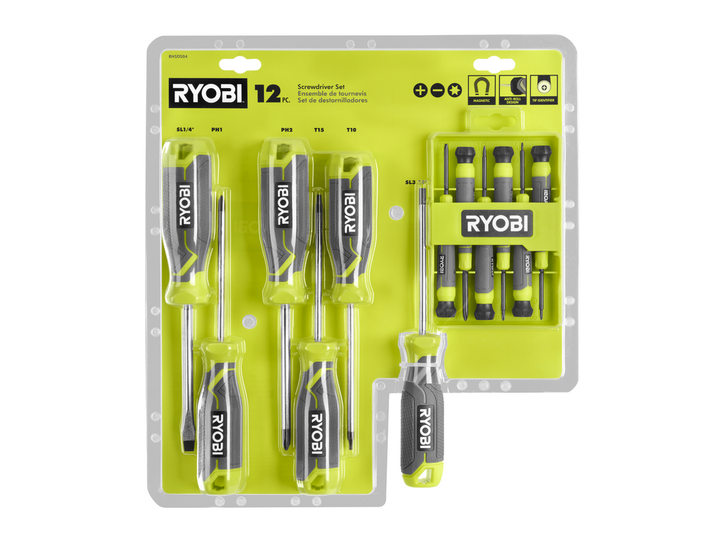 Screwdriver Set (12-Piece) with Cushion Grip Handles - RHSDS04