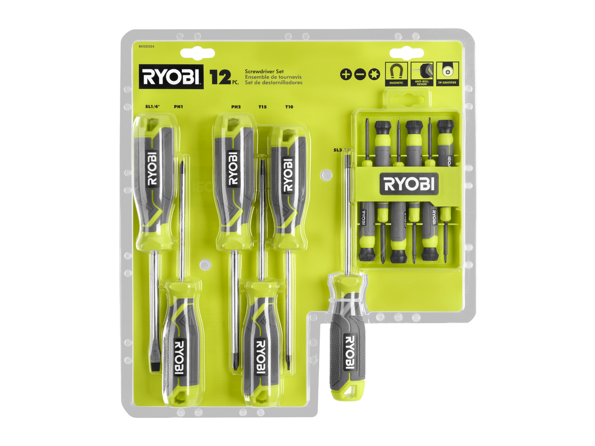 Screwdriver Set (12-Piece) with Cushion Grip Handles - RHSDS04