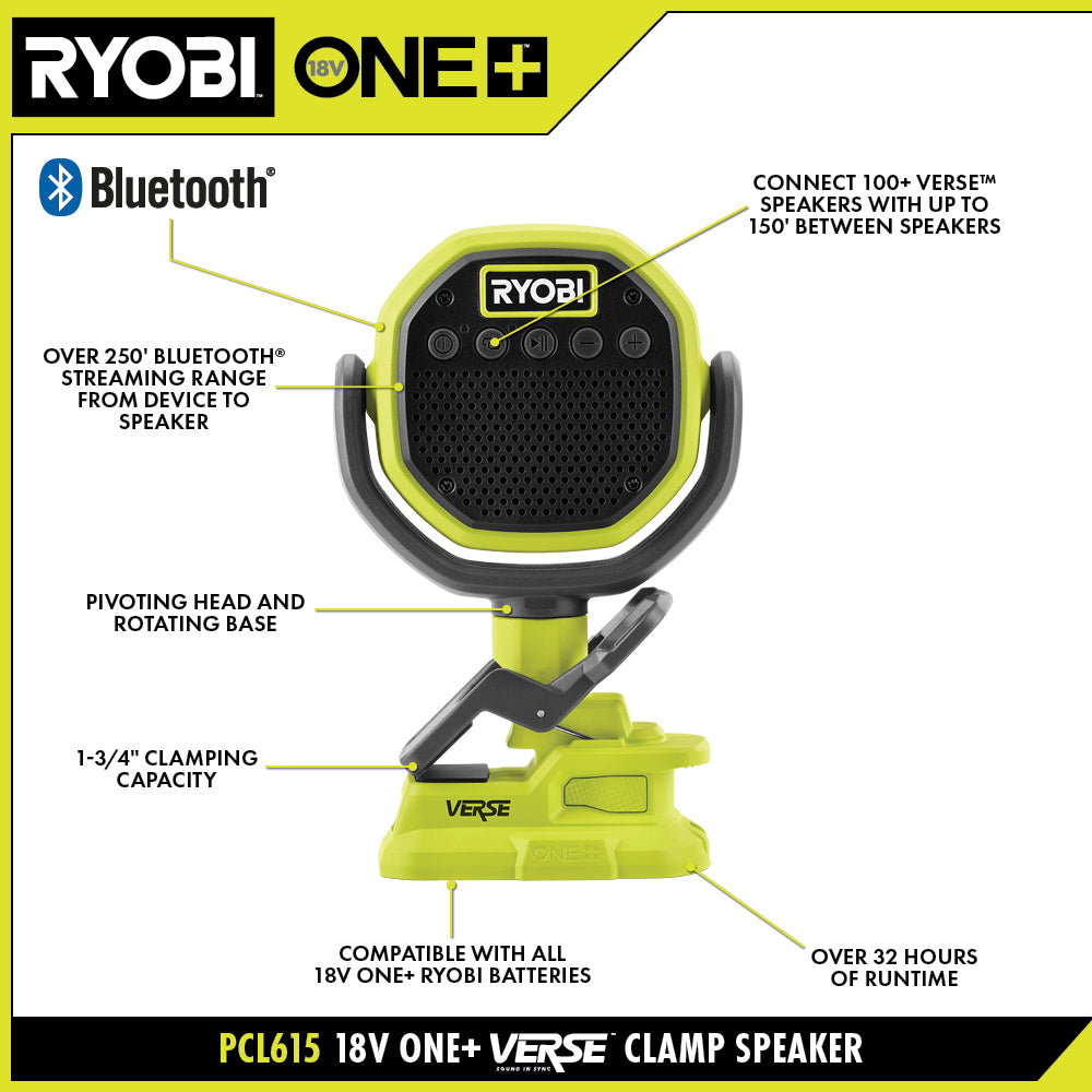 18V ONE+ VERSE Clamp Speaker Kit - PCL615K1