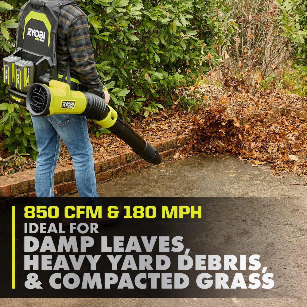40V HP Brushless 850 CFM Backpack Blower - RY40HPLB02B