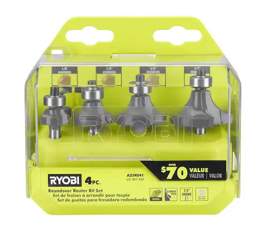 4PC Roundover Router Bit Set - A25RS41