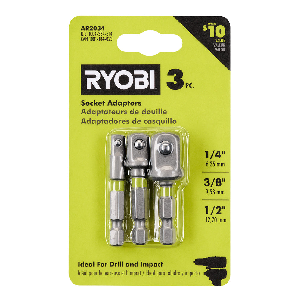 RYOBI 3PC Impact Socket Adaptor Set - AR2034