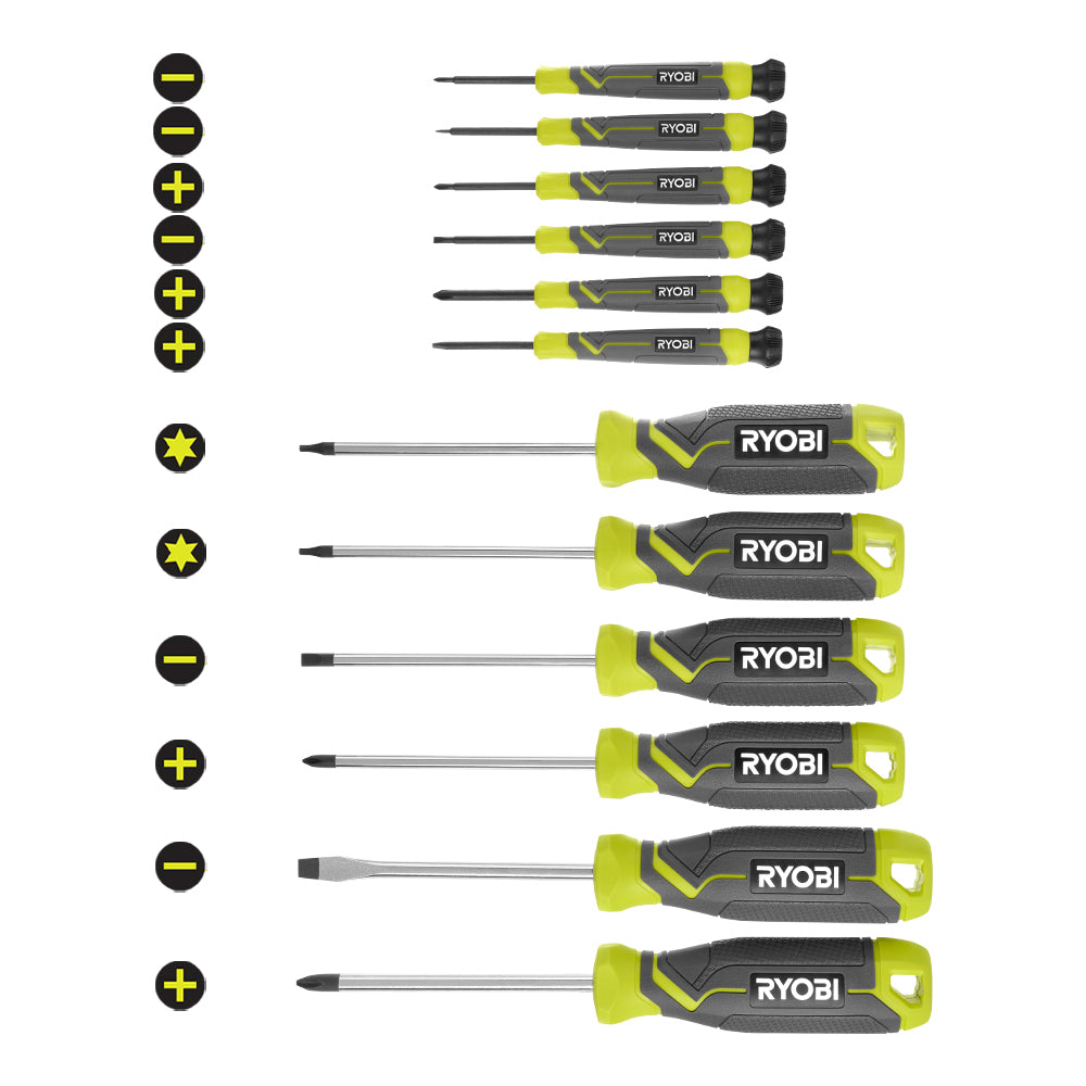Screwdriver Set (12-Piece) with Cushion Grip Handles - RHSDS04