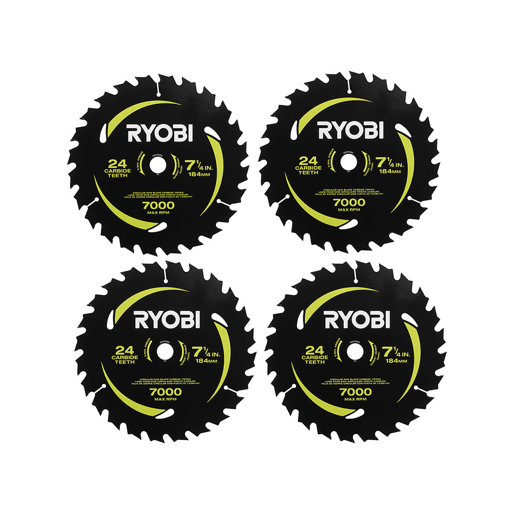 4 PC. 7-1/4" x 24T CARBIDE TEETH THIN KERF CIRCULAR SAW BLADE SET - A067401