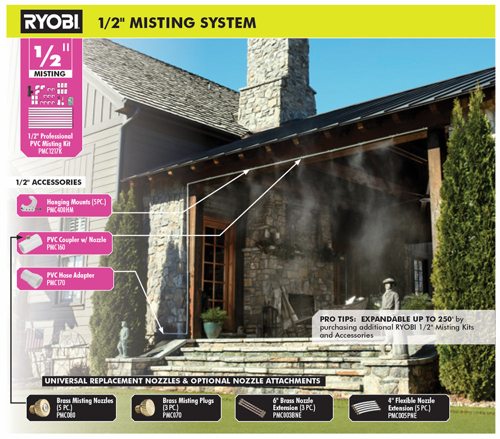 1/2" x 12" Professional PVC Misting Kit - PMC1217K