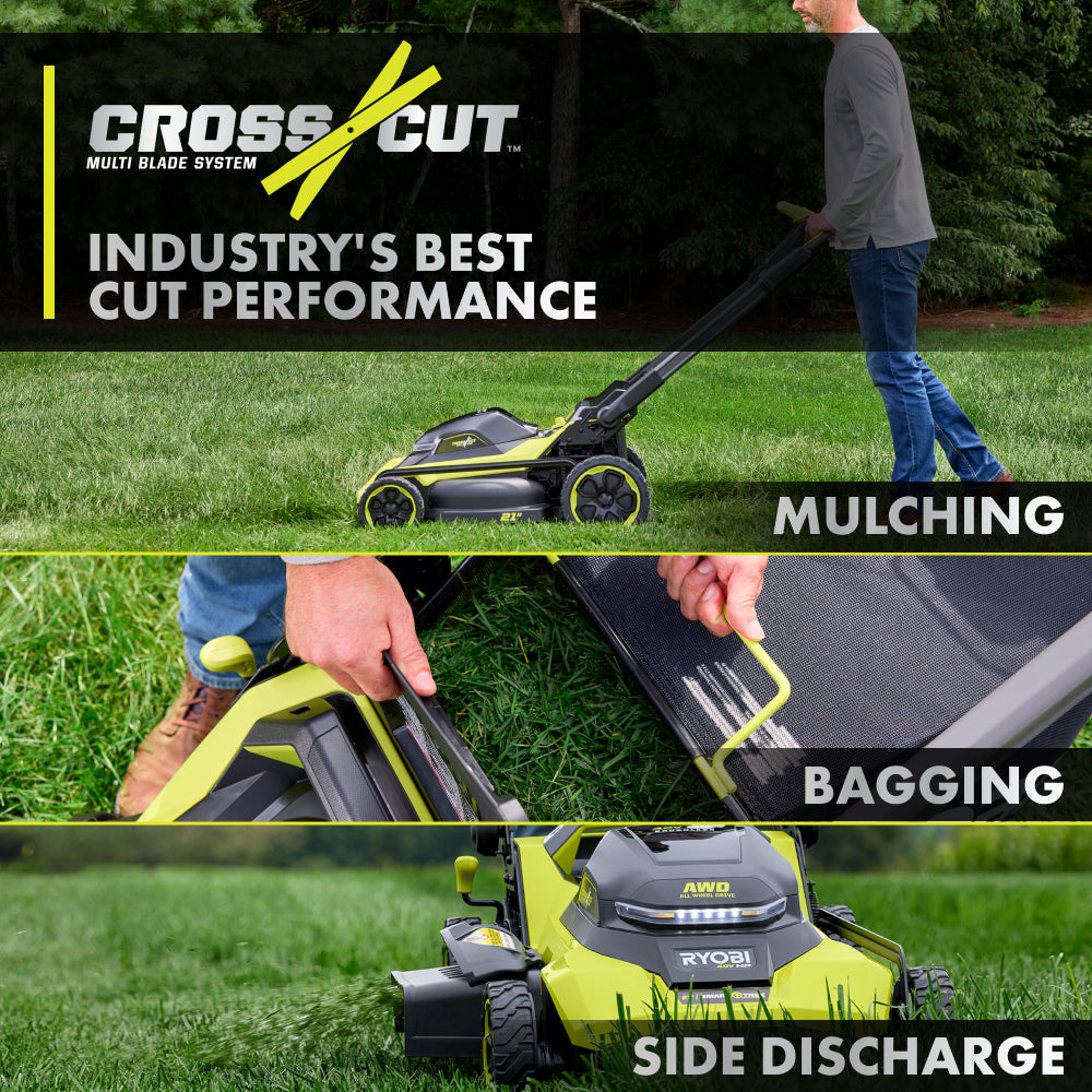 40V HP Brushless 21" Self-Propelled All-Wheel Drive Multi-Blade Mower Kit - RY40HPLM03K2
