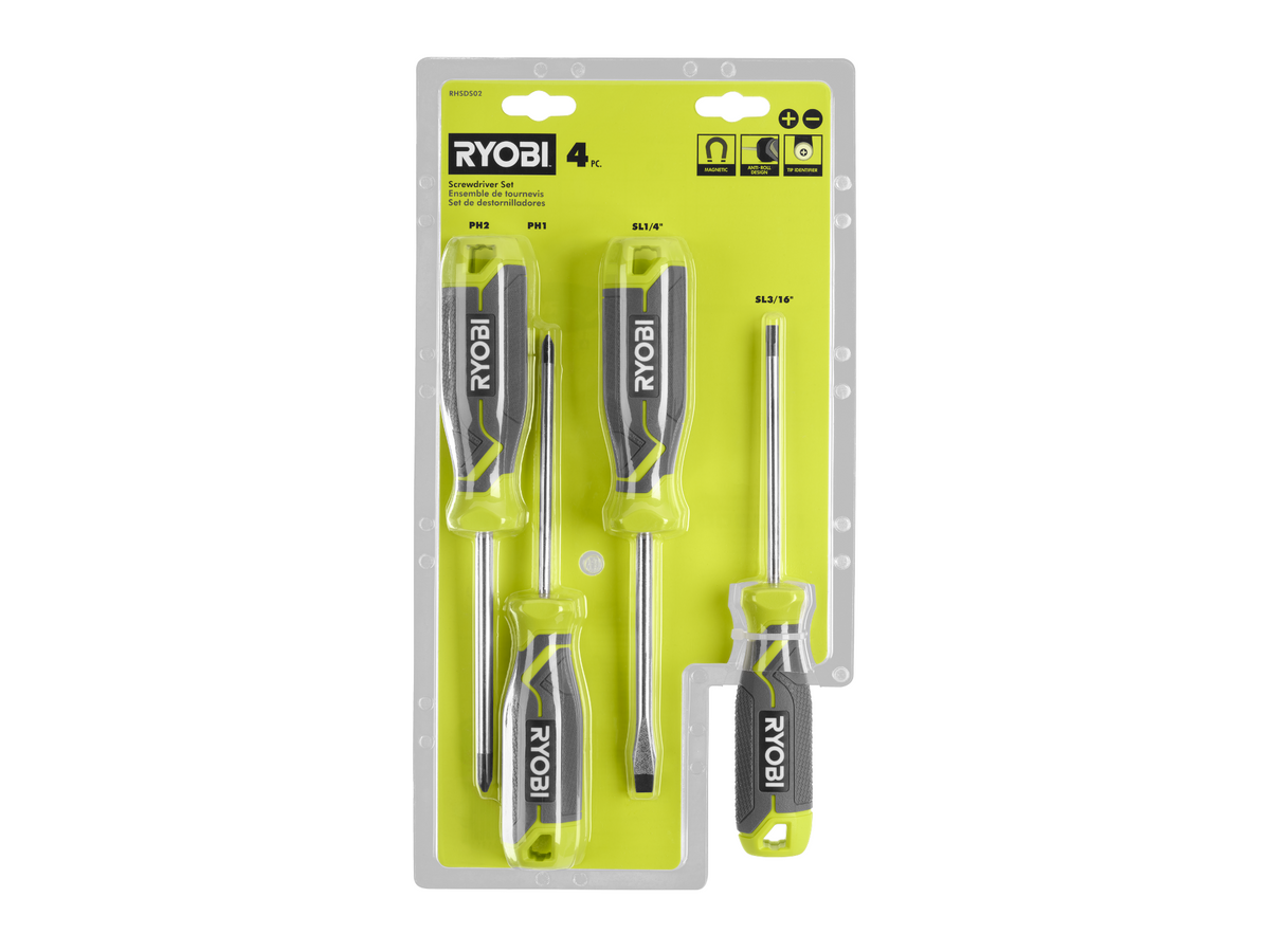 Screwdriver Set (4-Piece) with Cushion Grip Handles - RHSDS02