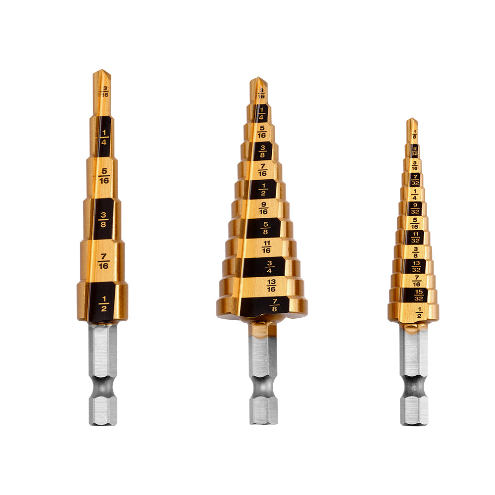 3 PC. Titanium Step Drill Bit Set - A97301