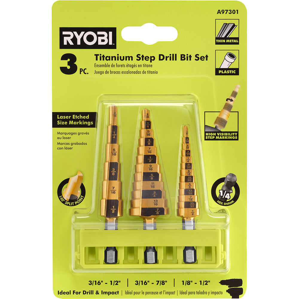 3 PC. Titanium Step Drill Bit Set - A97301