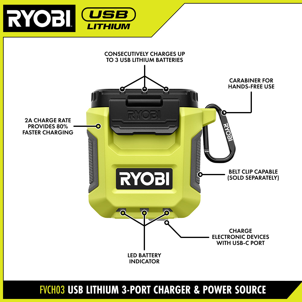 USB Lithium 3-Port Charger & Power Source - FVCH03