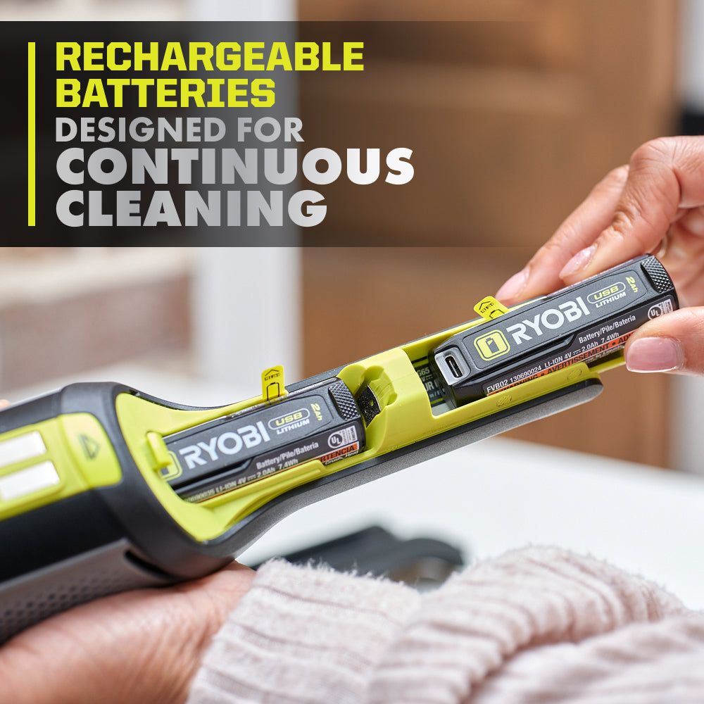USB Lithium HP Compact Hand Vacuum Cleaner Kit with (2) USB Lithium 2.0 Ah Batteries and Charger - FVG65K