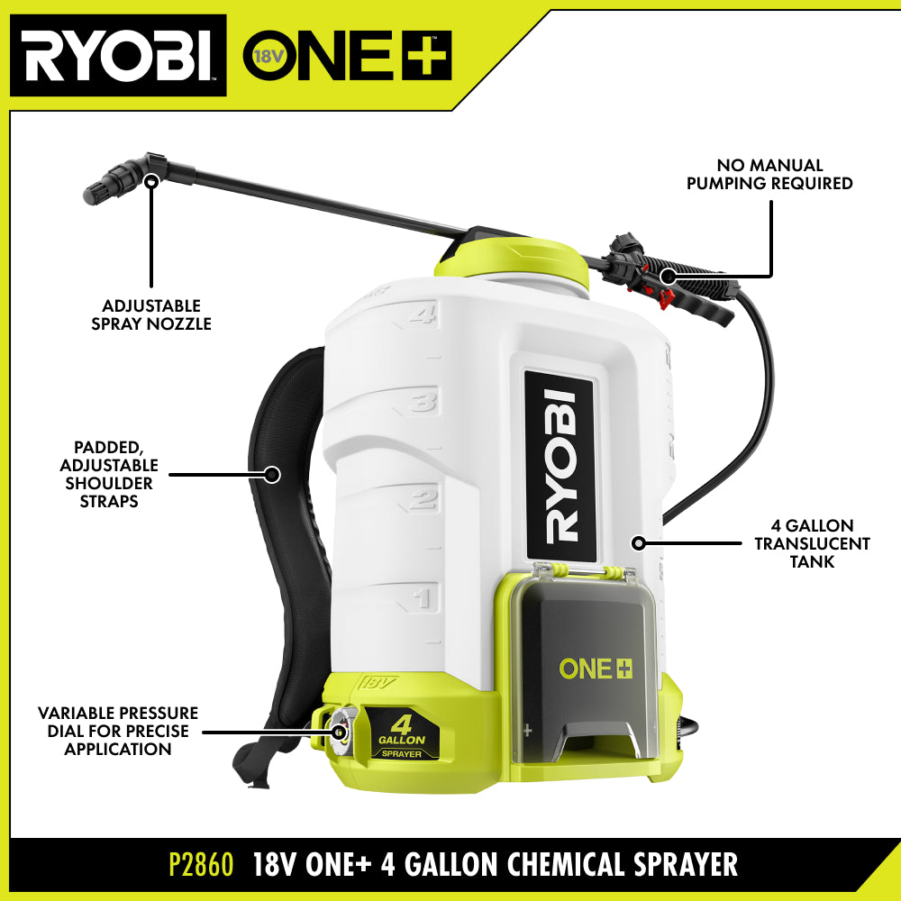 18V ONE+ 4 GALLON BACKPACK CHEMICAL SPRAYER Kit - P2860