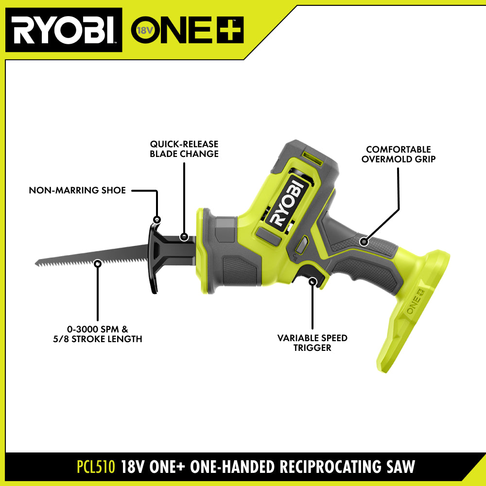 18V ONE+ One-Handed Reciprocating Saw Kit - PCL510K1