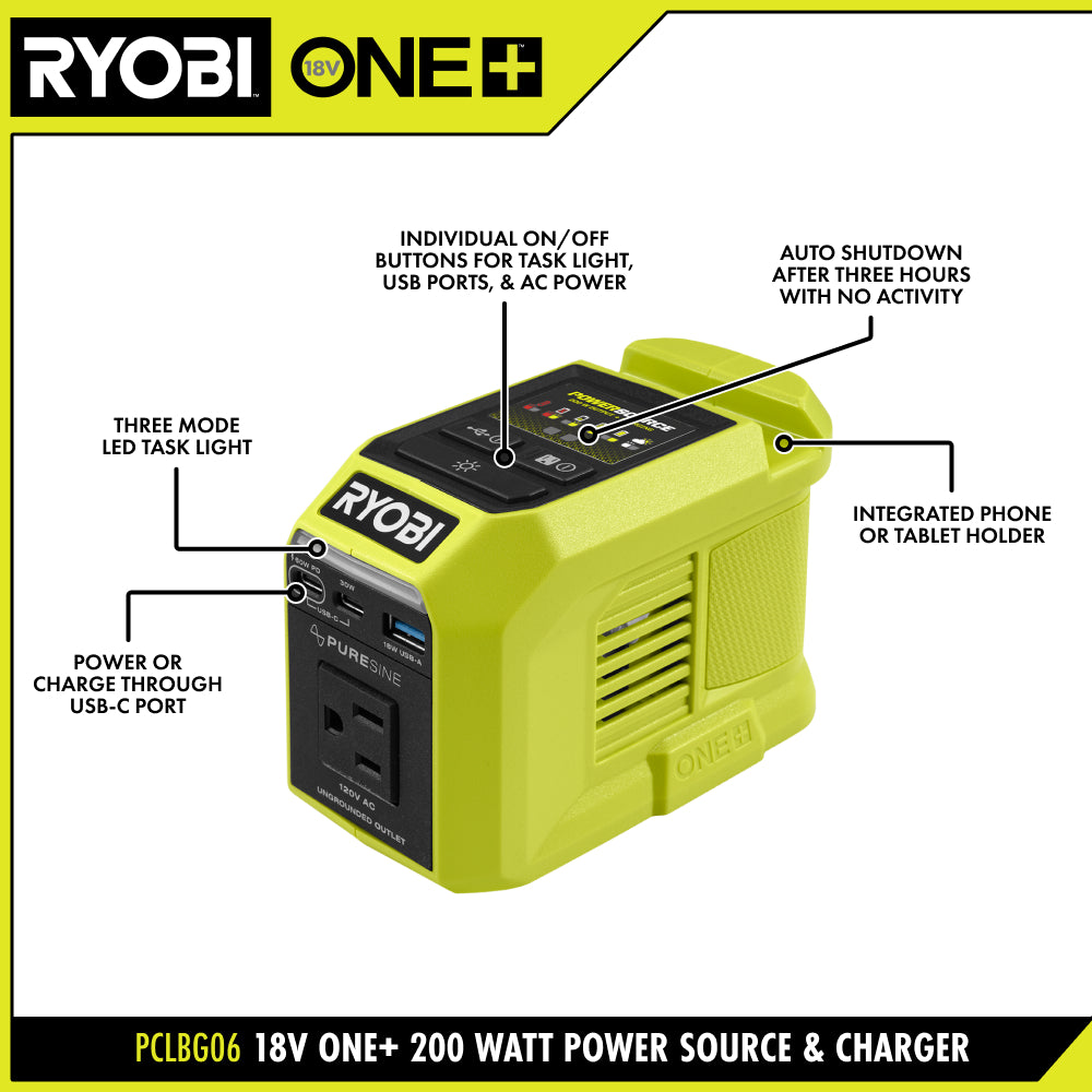 18V ONE+ 200W Power Source/Charger - PCLBG06B