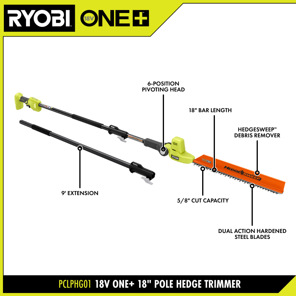 18V ONE+ 18" Pole Hedge Trimmer Kit - PCLPHG01K