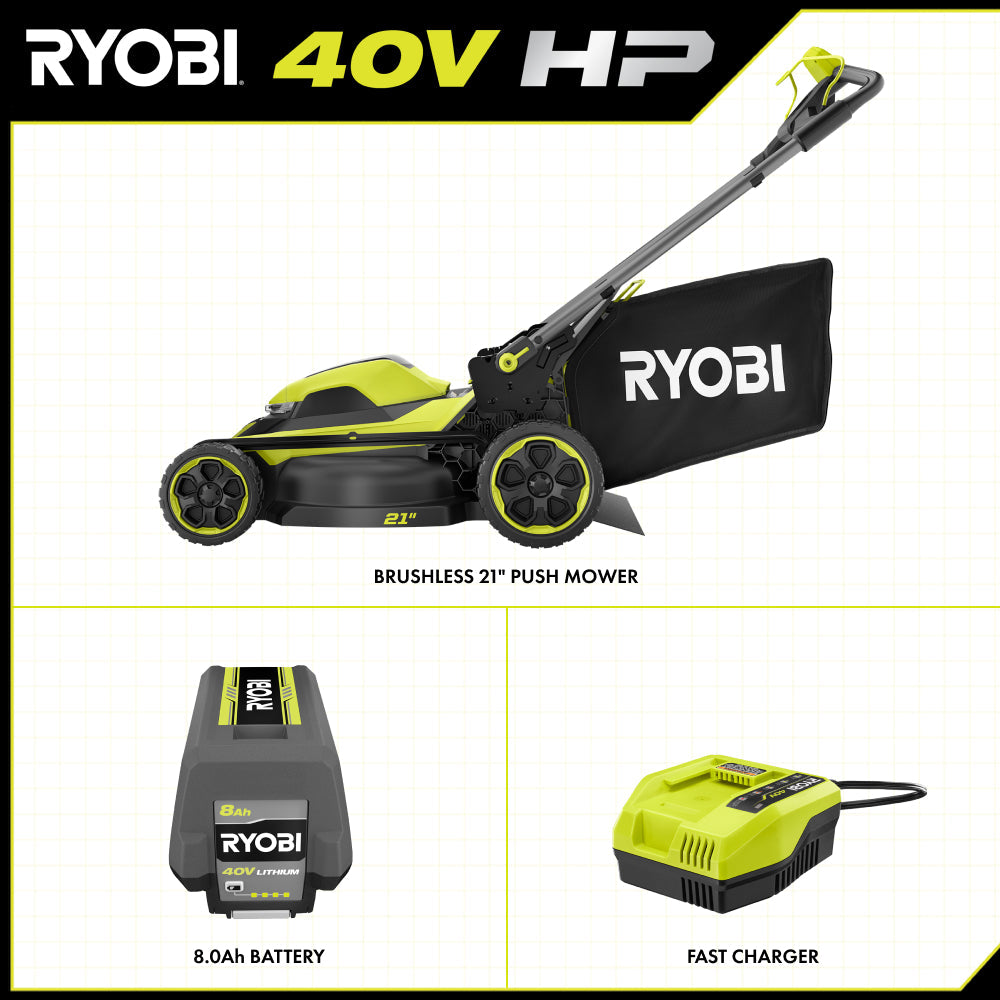 40V HP Brushless 21" Push Mower Kit - RY40HPLM05K