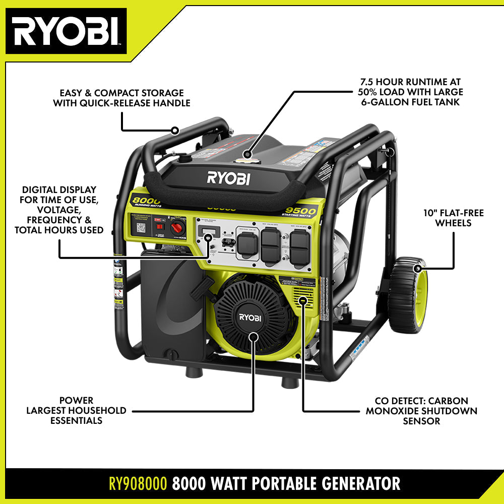 8000W Portable Gas Generator - RY908000