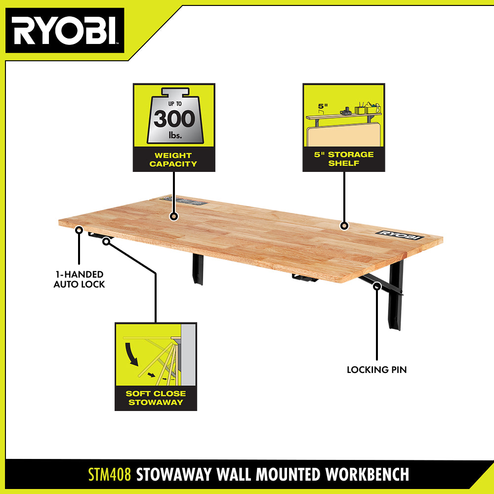 Stowaway Wall Mounted Workbench - STM408